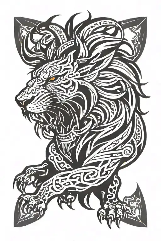 Roaring Lion With Cross Tipped Ctrown