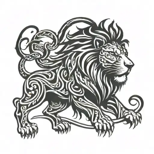 Roaring Lion With Cross Tipped Crown