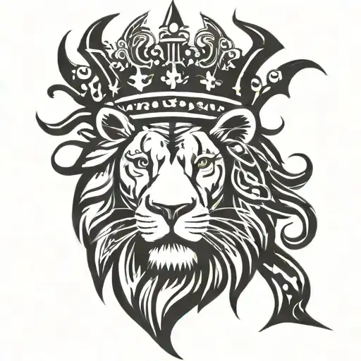 Roaring Lions Head With Cross Tipped Crown