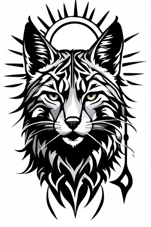 Gothic Medieval Lynx And Sun Shining And Hunter Aiming A Bow