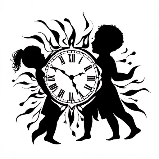 Clock And 2 Children