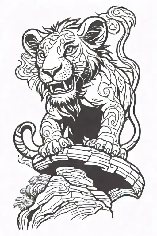 Simba From The Lion King On Pride Rock Climbing