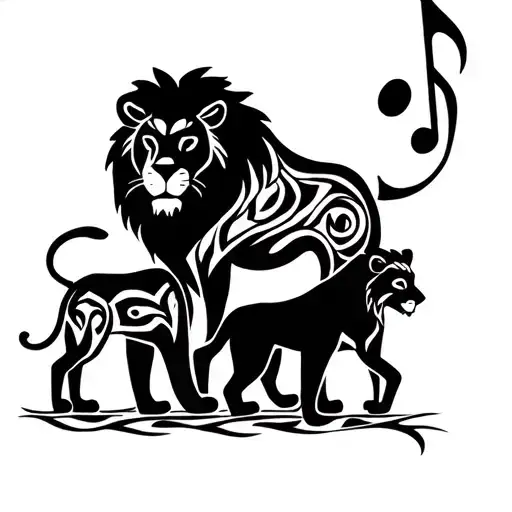 Lion And Cubs Surrounded My Music