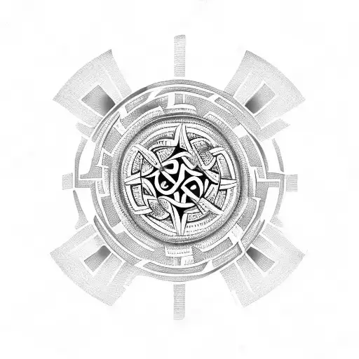 Triskellion Inside Circle Of Celtic Knots