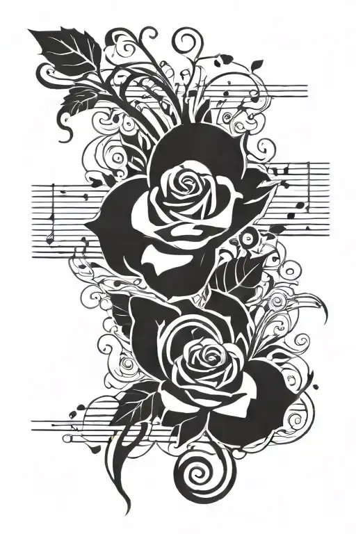 Music Notes And Roses