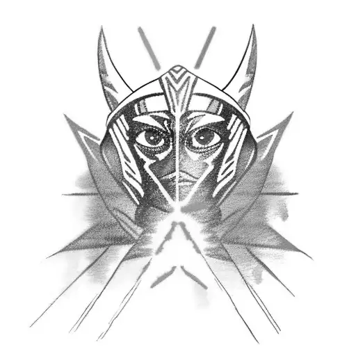 Ahsoka Tano Star Wars With Two Lightsabers Watercolor