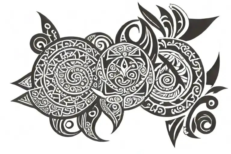 A Tattoo Design Of Polynesian Symbols Representing Family Protection