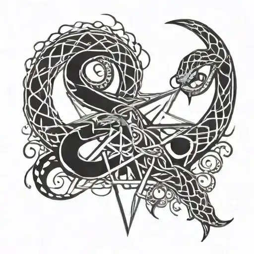Snake Bitting Its Own Tail Around Pentagram