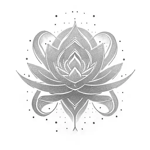 Unalome Symbol With Lotus Having Intricate Designs