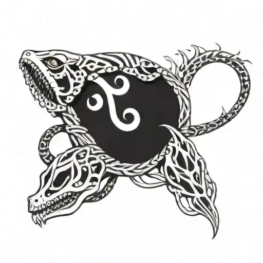 Snake An Coyfish Skeleton