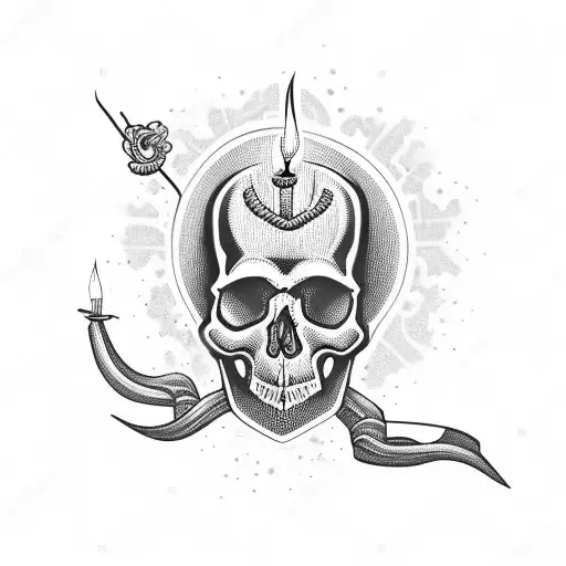 Skull With Candle Above