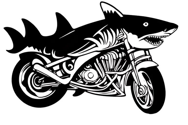 Shark Swimming Next To Motorcycle