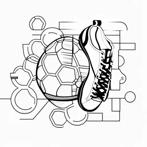 A Minimalist Tattoo Of A Football And A Pair Of Ballet Shoes Overlapping