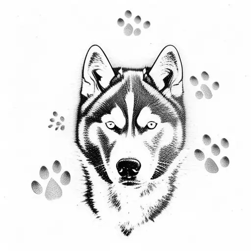Husky Dog With Pawprints