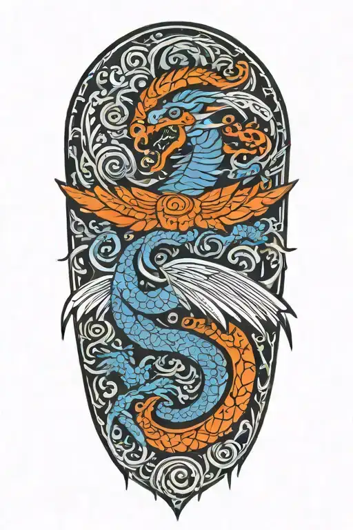 Mexican Inspired Dragon With The Mexican Eagle Flying