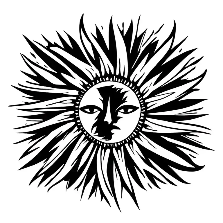 Sun With Rays Extending From Side To Side