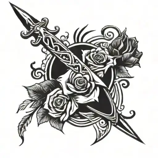 Knife And Rose Intertwined Saying Run With Me Or From Me