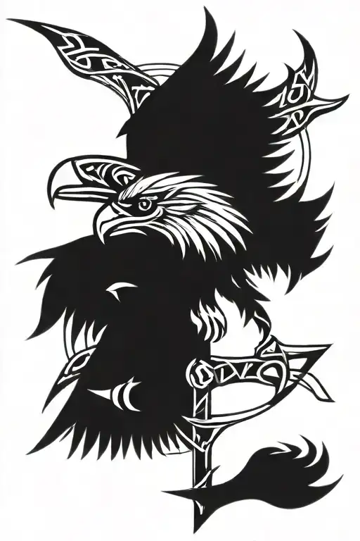 Symmetrical Eagle With Axes On Both Sides