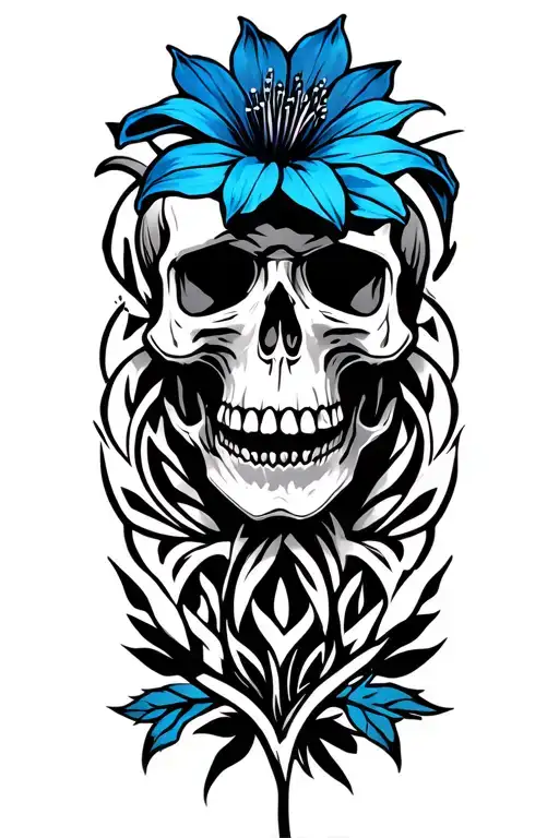 Colorado Blue Columbine Flower And Skull Wearing