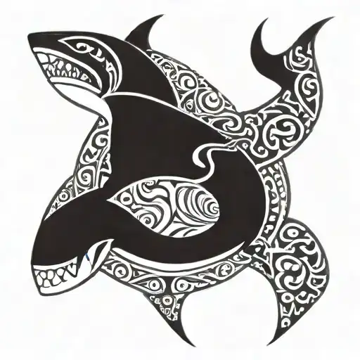 A Polynesian-inspired Shark Design Incorporating Traditional Symbols And Patterns