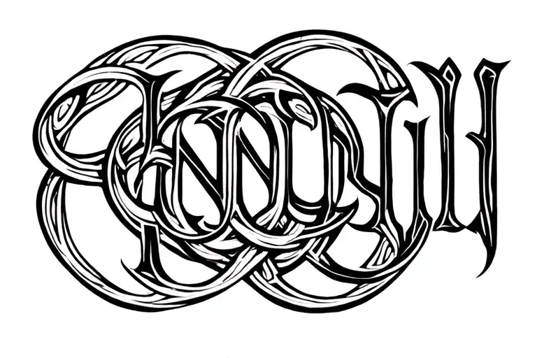 Celtic Trinity Inside A Celtic Triple Spiral With The Word Ennui Imposed In An Abstract Manner