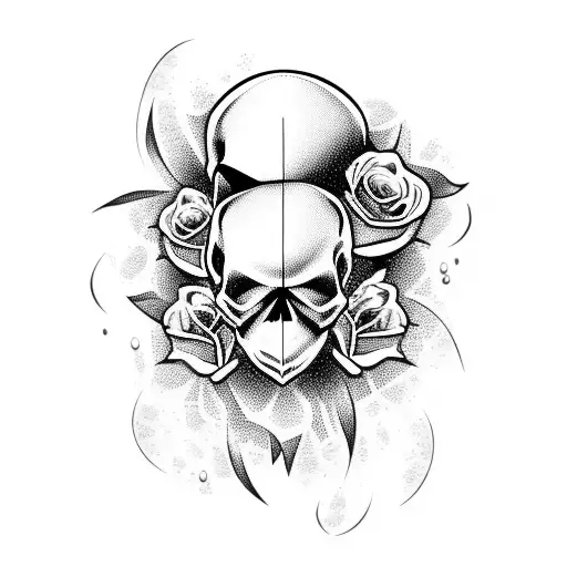 Skull With Roses And Guitar Water