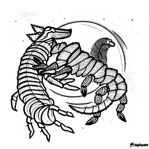 A Scorpion Vs Wolf With Moon In The Background