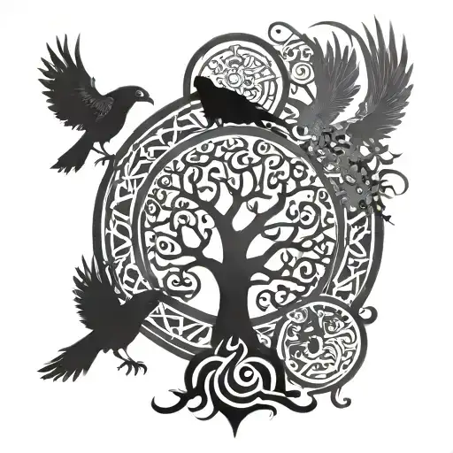 Yggdrasil And Odin's Crows