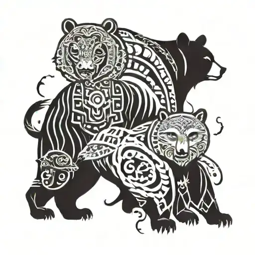 Bear And Warrior And Owl And Snow