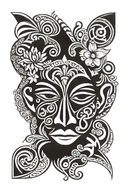 Hawaiian Patterns With A Face Inside