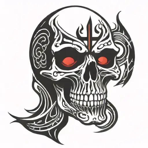 Heavy Metal Skull With Blood Eyes