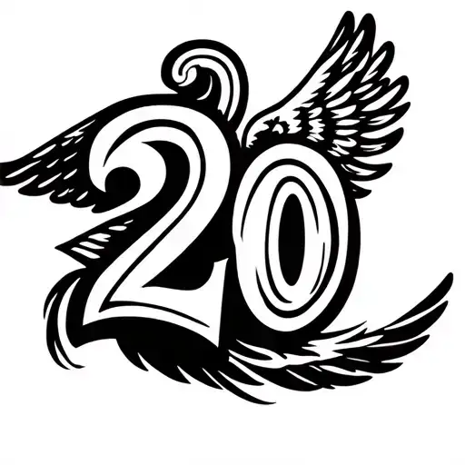 Number 20 With Angel Wings