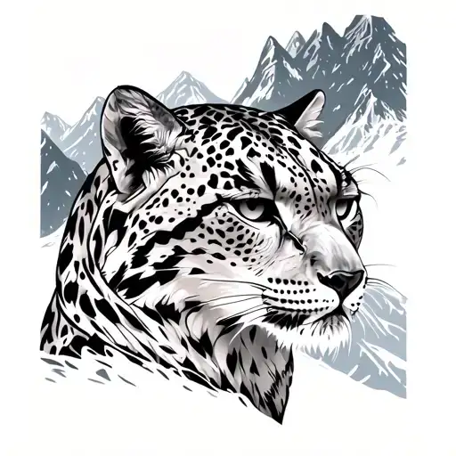 Snow Leopard Full Arm On Snowy Mountain
