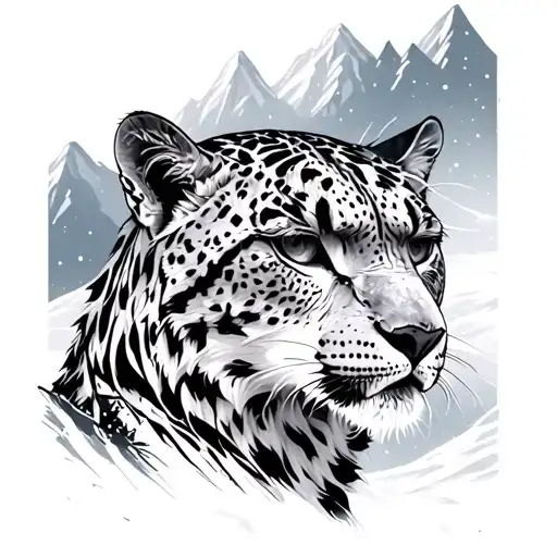 Snow Leopard Full Arm On Snowy Mountain