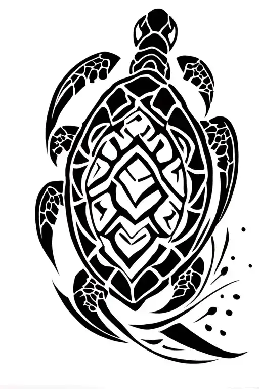 Turtle Swimming Band Tattoo Design