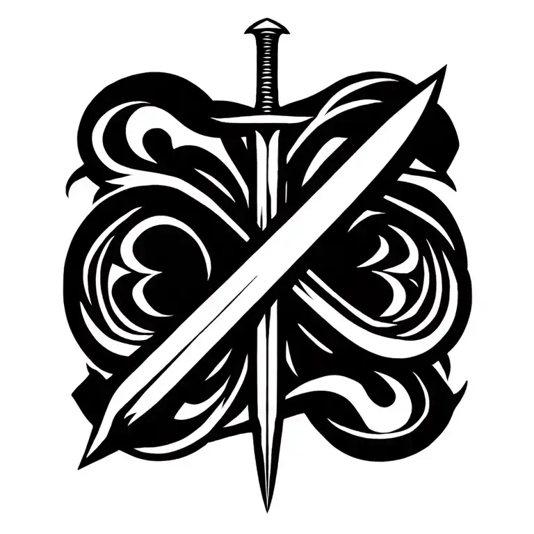Vertical Infinity Symbol With A Sword Piercing Through It Vertialy