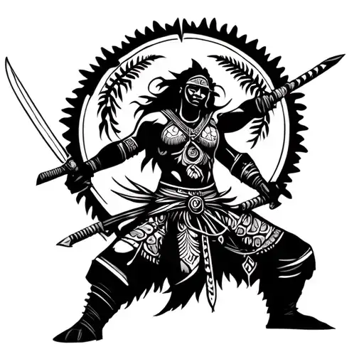 Filipino Tribal Warrior Holding Swords