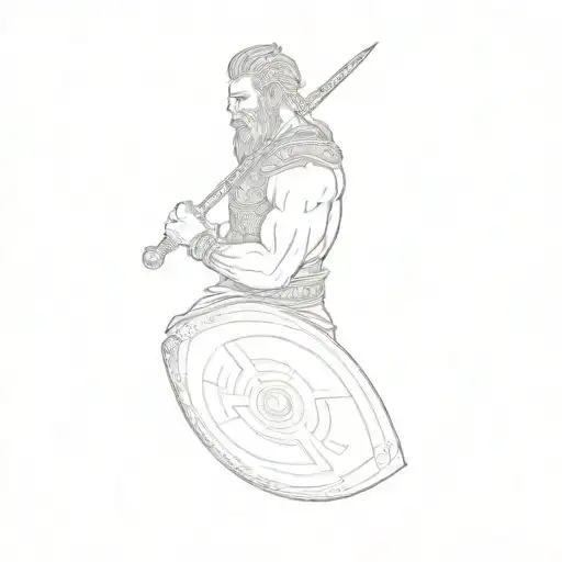 A Viking With A Shield And Sword