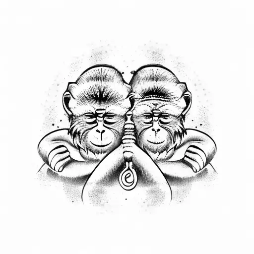 Three Monkeys Signifying Three Brothers One Line