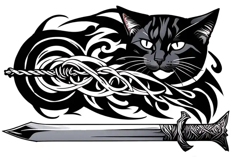 Sword With Wire And Cat