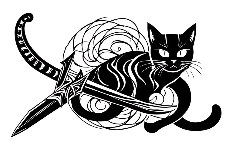 Sword With Wire And Cat