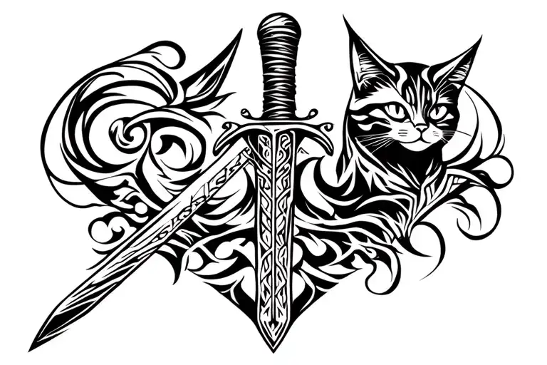 Sword With Wire And Cat