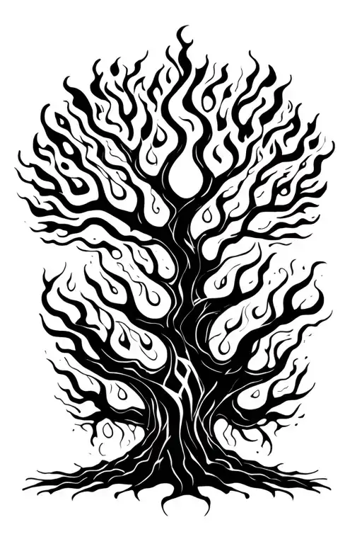 Tree With Forist Fire Rising