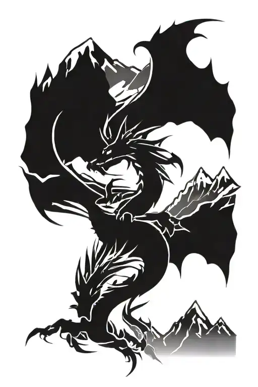 Dragon Mountain Range Silhouette