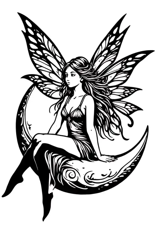 Fairy Sitting On Moon