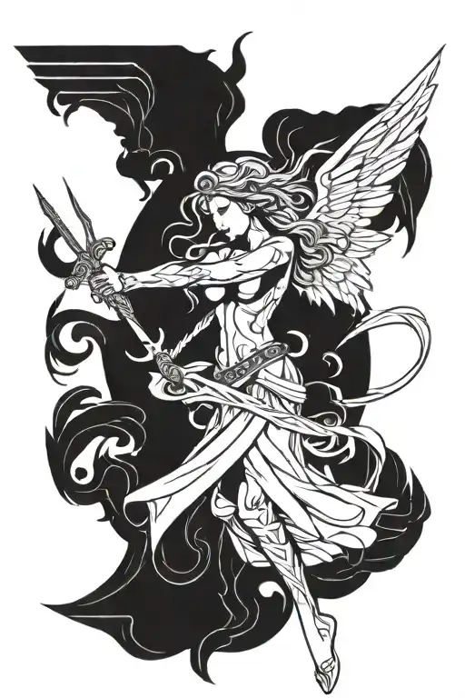 Woman Angel Hold A Sword