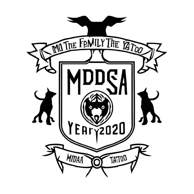 Family Crest Incorporating A Dog And The Family Name Mdsa And Year 2020