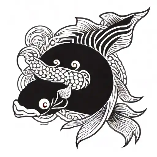 Koi Fish Swimming Upstream