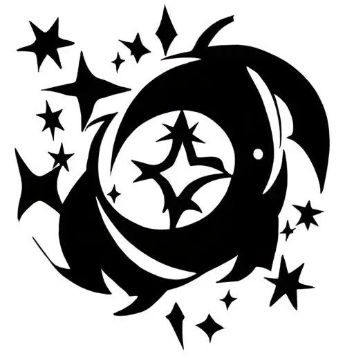 A Crescent Moon Surrounded By Stars