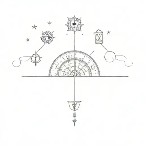 A Tarot Card Line Tattoo Design Combining Elements Of Philosophy